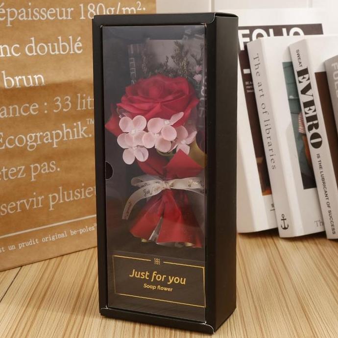 Bunga Wisuda / Valentine Rose Box - Bingkai Buket Mawar Merah Sabun