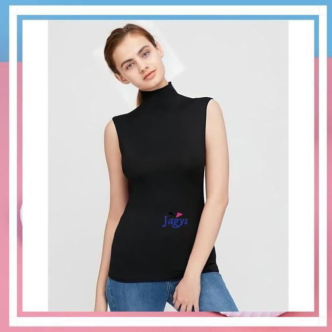Abaka- Yukensi Baju Manset Buntung Tanpa Lengan Leher Tinggi Panjang Kaos Pe Rayon Kerah Melar Tank 