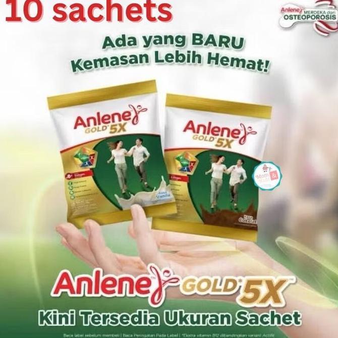 Leite - Anlene Gold 5X Vanila Coklat 25Gr X 10 Sachet | Anlene Gold Sachet Renceng