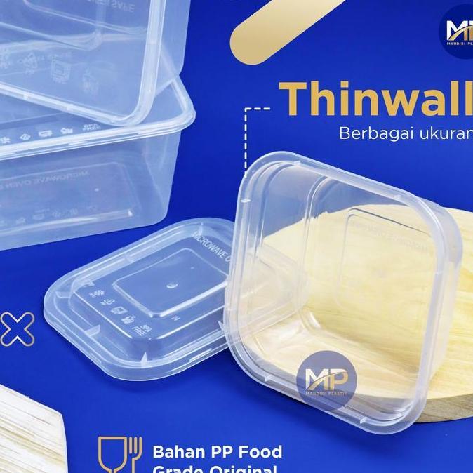 Lacha- Thinll Square Otk 350 Cup Mika Oti Food Container Kotak Makan Persegi 350Ml Kotak - 5Pcs