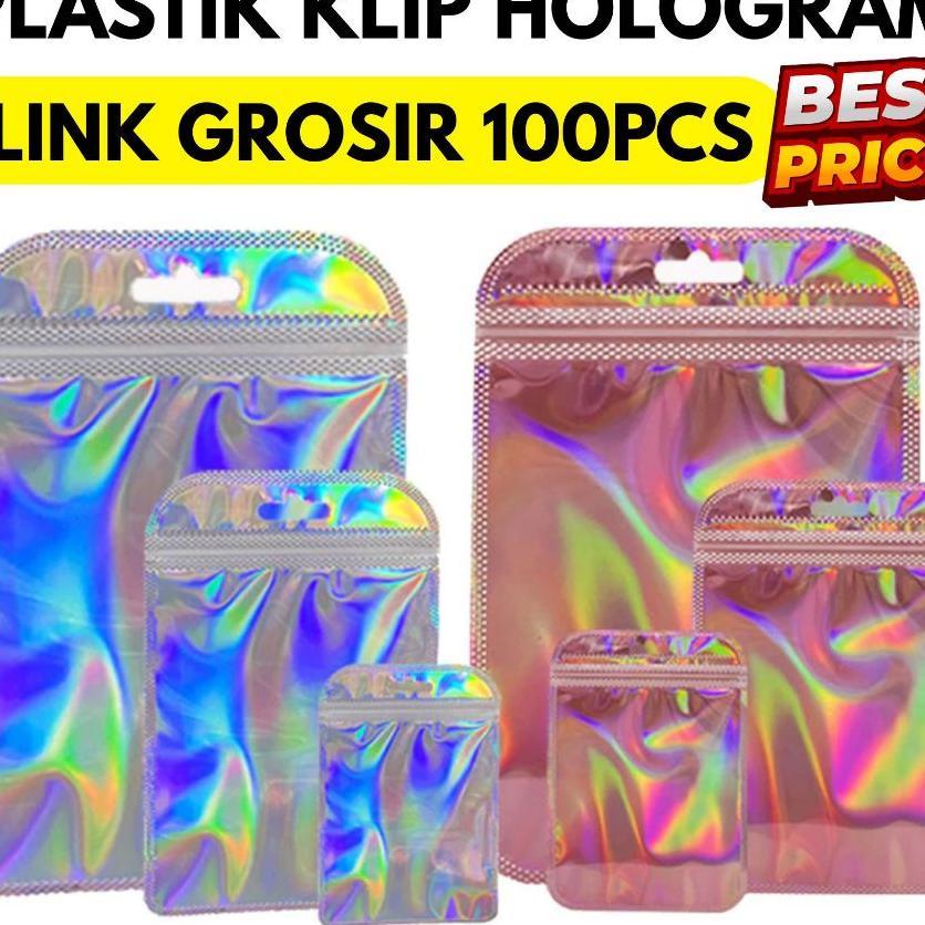 [Grosir 100Pcs] Plastik Ziplock Hologram Warna Warni Souvenir / Ziplock Hologram Termurah / Plastik 
