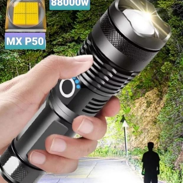Paket Lengkap Senter Led Tactical 200000 Lumens Xhp 50 -  Kualitas Cahaya Super Terang