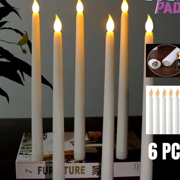 6Pcs Lilin Led - Lilin Panjang Lampu Elektrik Lilin - Lilin Lampu
