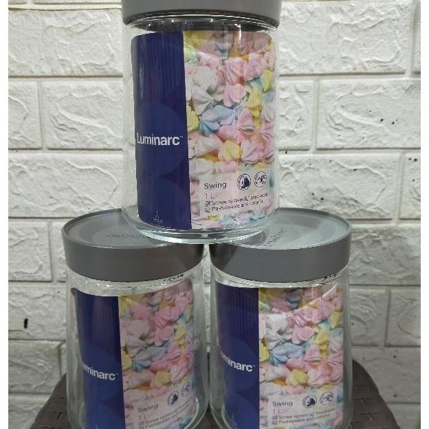Toples Kaca 1Liter Luminarc / Toples Kue Luminarc / Toples Lebaran / Toples Kaca Kedap Udara / Jar K
