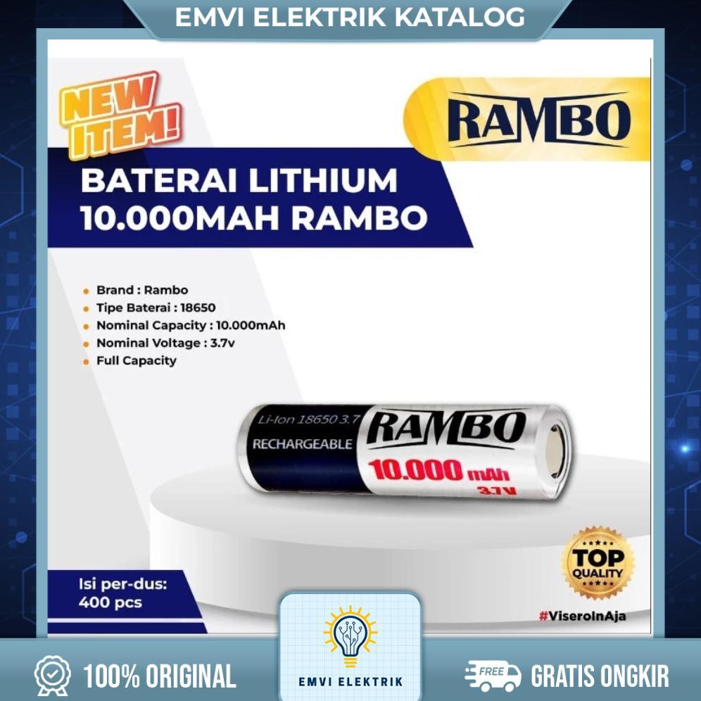 Batre / Baterai Lithium Rechargeable Rambo (4Pcs) Rambo Baterai 18650 10000Mah