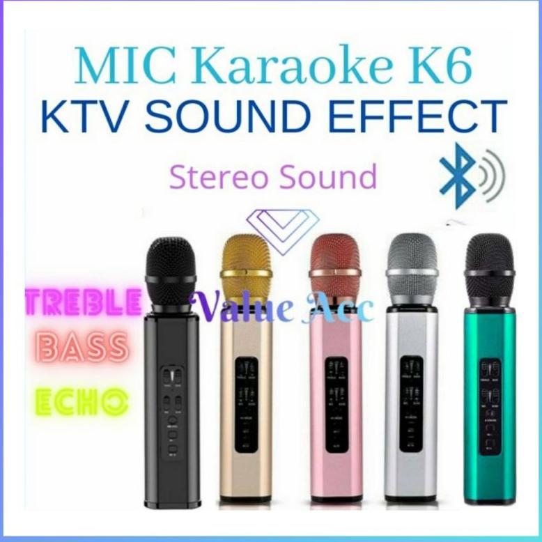 HOT DEALS Mic K6, Mic Wireless Bluetooth Karaoke Player K6, Microphone Speaker KTV Efek