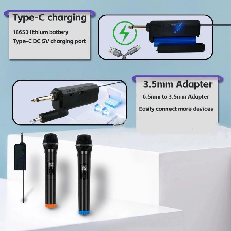 HOT SALE Microphone Profesional 2 Mic Wireless Wireless Bluetooth Mic Microphone Mikrofon Karaoke Fr