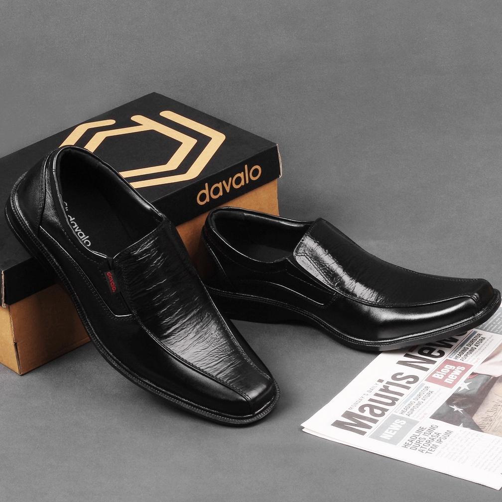 NEW davalo Sepatu Pantofel Pria Formal Kerja Kantor Kulit Sapi Asli Cibaduyut Bandung