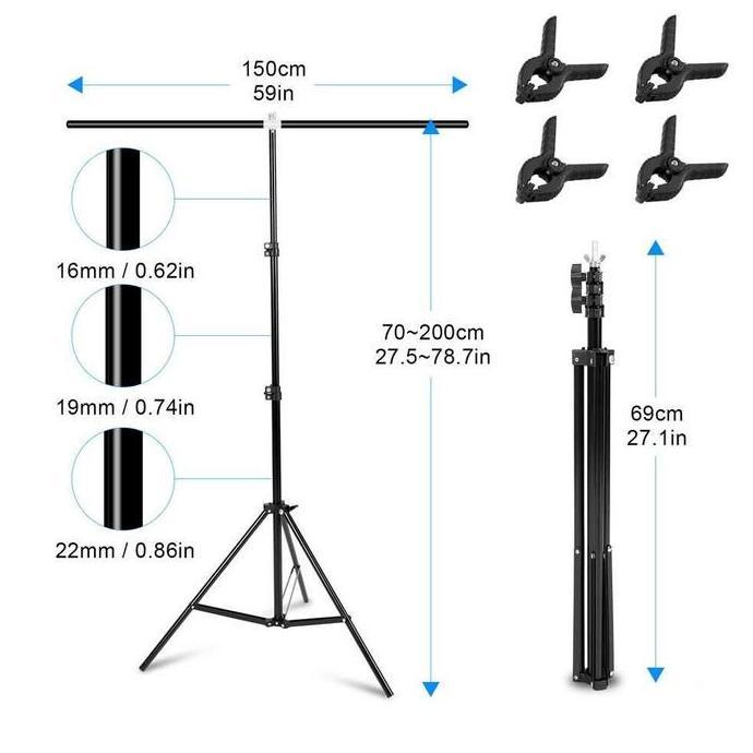 Tripod Background Bracket Stand Backdrop Studio 150x200cm Green Screen