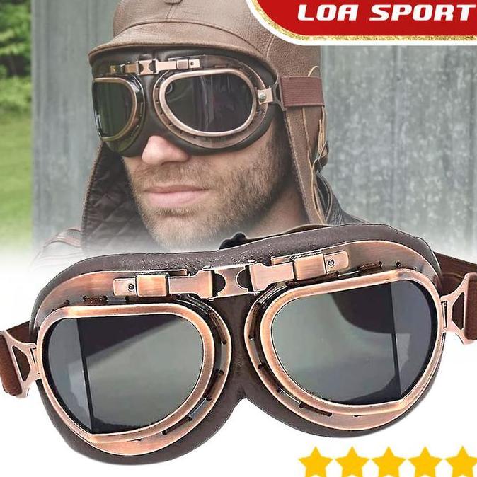 Kacamata Motor Lipat Classic Vintage Aviator Goggles Pilot Style