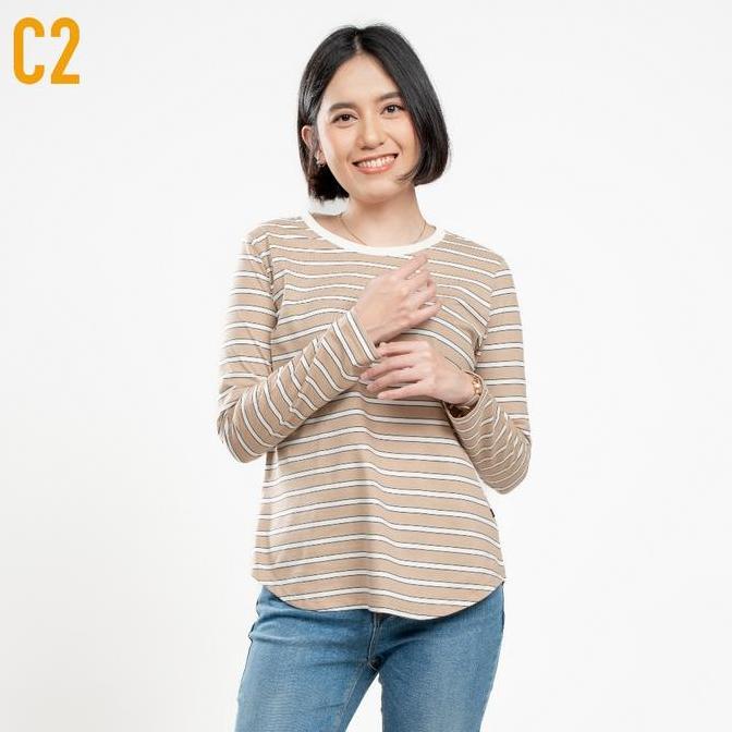 C2 Morges Khaki T-Shirt Wanita - Kaos Wanita Lengan Panjang