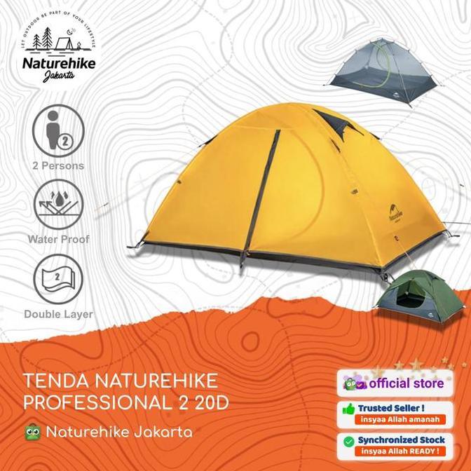 // TENDA PROFESSIONAL 2 20D NATUREHIKE NH15Z006-P 2P ORANG CAMPING *