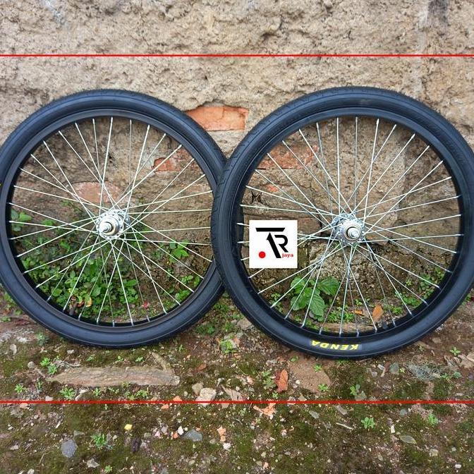 Roda sepeda 20 in lengkap ban 20 x 1.75 kenda lengkap depan belakang