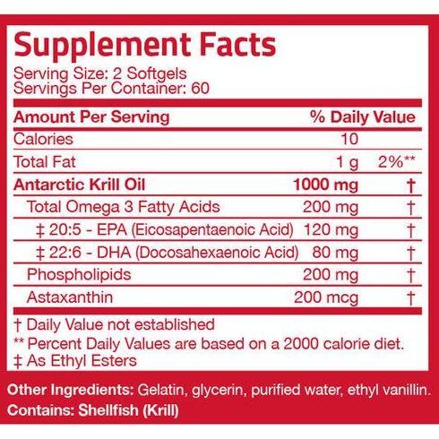 Fit- Bronson Antarctic Krill Oil Omega-3 1000Mg Phospholipids Astaxanthin