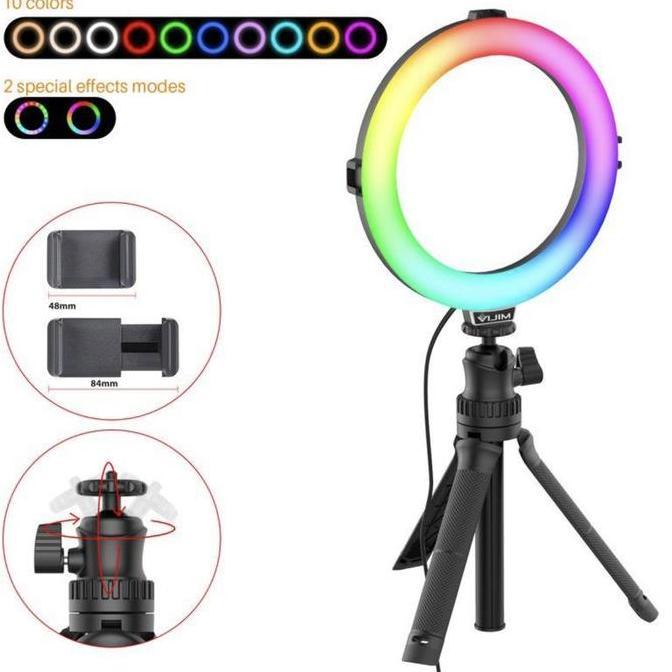 Ulanzi Vijim K9 RGB LED Ring Light Ringlight Ringlite Stand 2424