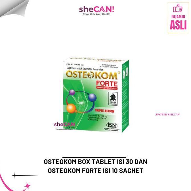 Fit- Osteokom Gcm Tablet Isi 30 Dan Osteokom Forte Isi 10 Sachet