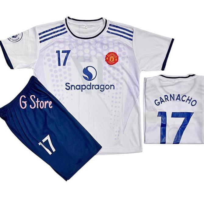 DE165 - / SETELAN BAJU BOLA MU PUTIH B FERNANDES ANAK / JERSEY BOLA