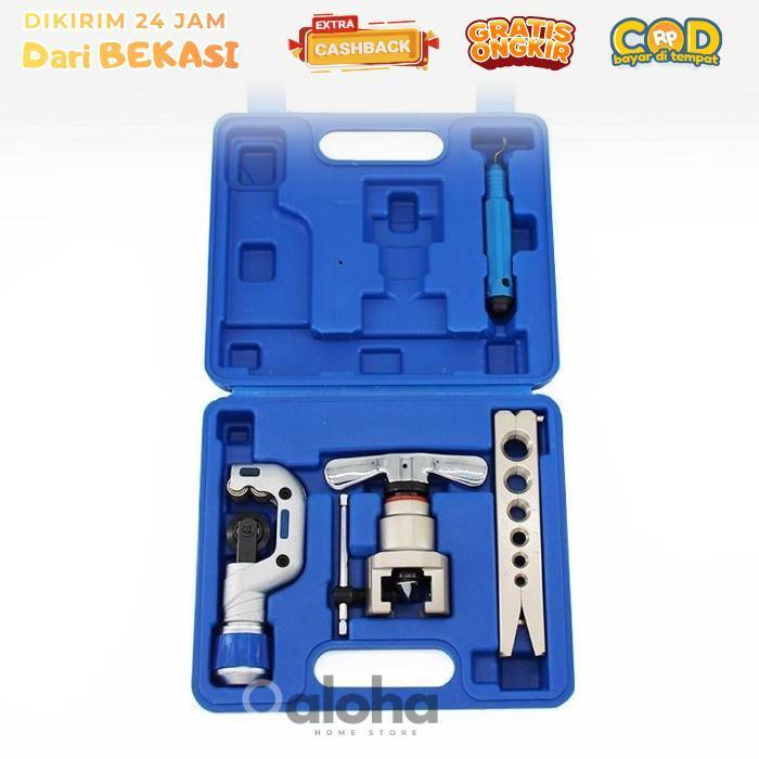 ALHM - Flaring Tool Set 45 Kit Alat Manual Flar Swaging Tool Ac 3/16-3/4 Inch Tipe Eksentrik Bagus