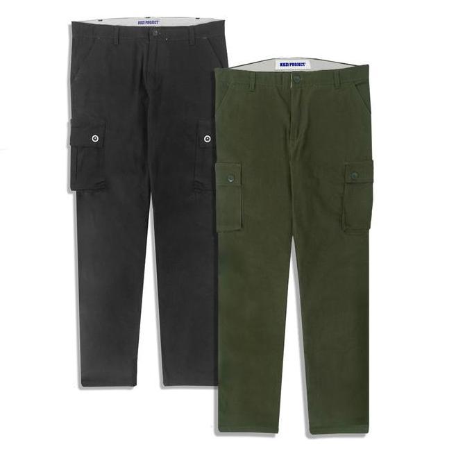 KUZI PROJECT - Celana Cargo Panjang - Rogers - Collection - Black Olive - Cargo Pants - Slim Straigh