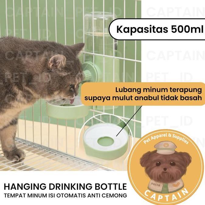 TEMPAT MINUM ANJING KUCING HANGING PET DRINKING BOTTLE PET CAGE WATER BOTTLE KANDANG BESI HEWAN PELI