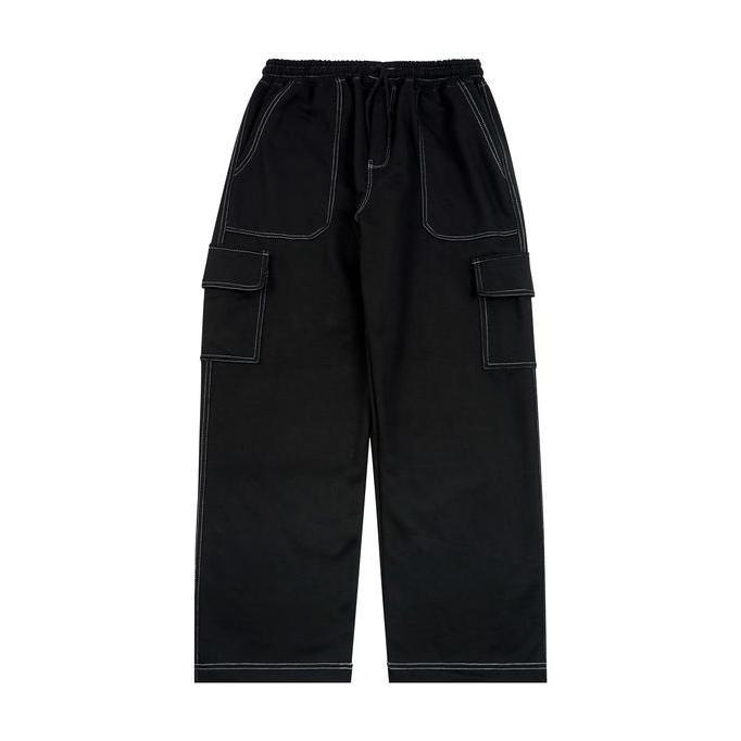 SERVENT - Baggy Cargo Celana Panjang Distro Hitam Aplikasi