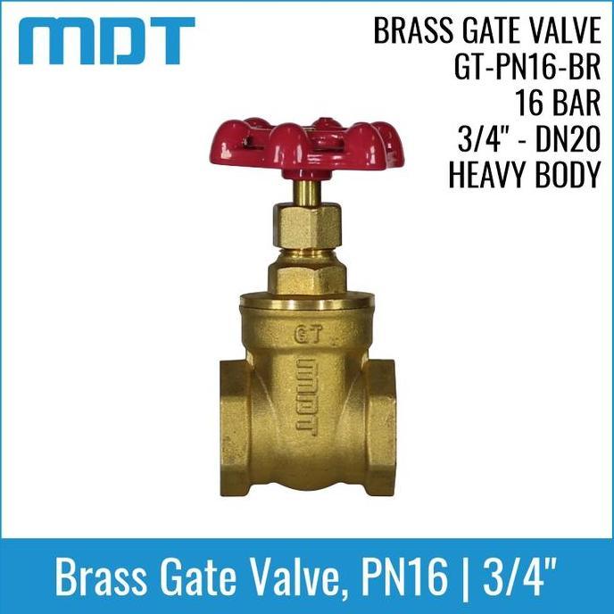Mdt | Gt-Pn16-Br | 3/4", Gate Valve, Brass, Threaded Terbaru 