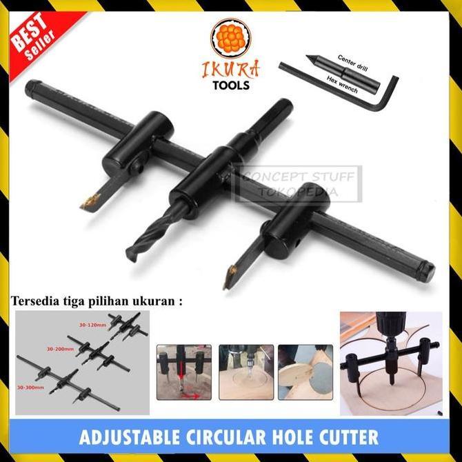 Promo KEPALA MATA BOR JANGKA PAPAN KAYU ADJUSTABLE CIRCLE HOLE SAW JANGKA CUTTER PAPAN KAYU PLAFON G