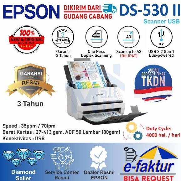 SCANNER EPSON DS-530II DS530II DS-530 II DS530 II DS 530 II ADF A3 MURAH
