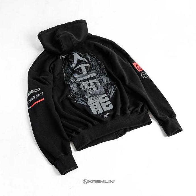 KREMLIN Zipper Hoodie Black Cybertech - NEO HOODIE