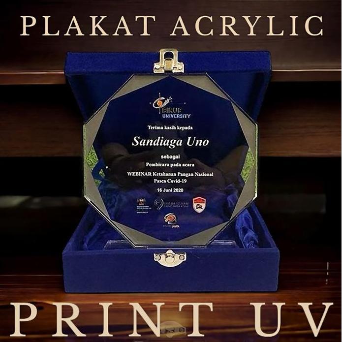 Custom Plakat Akrilik UV Print - Trophy Piagam Acrylic Hadiah Piala