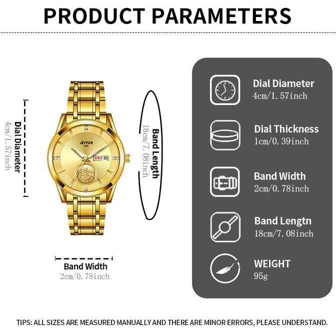 Orologio- Aiyishi Fashion Golden Smooth Sailing Desn Tch Automatic Quartz Tch Dual Calendar Luminesc