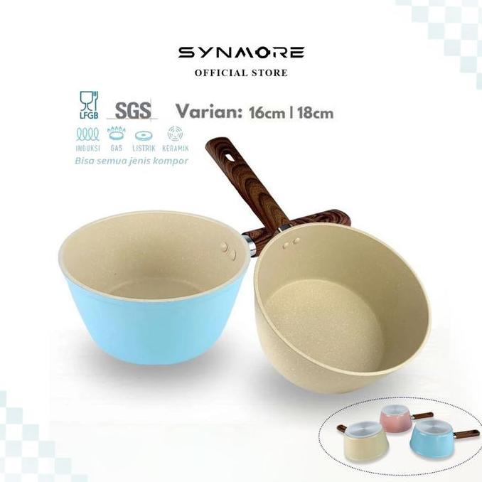 Synmore Panci Susu Granite Marble  Pan  Anti Lengket Panci Masak Sup Kuah 16/18cm