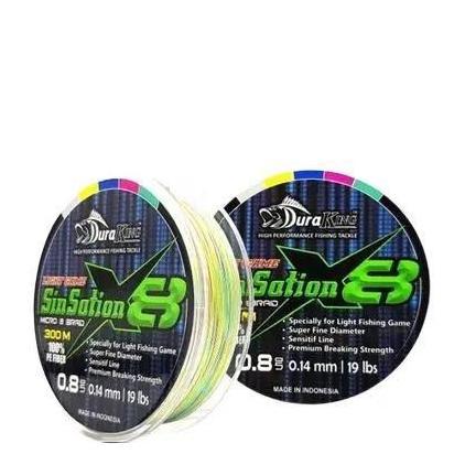 Duraking Senar PE Sinsation x8 100m 150m 300m Micro 8 Braid 0.4-0.8mm 13-19 lbs