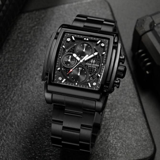 Orologio- Jam Tangan Pria Evans Jayden 9619 Rantai Stainless Steel Chronograph Kaca Sapphire Ter Res