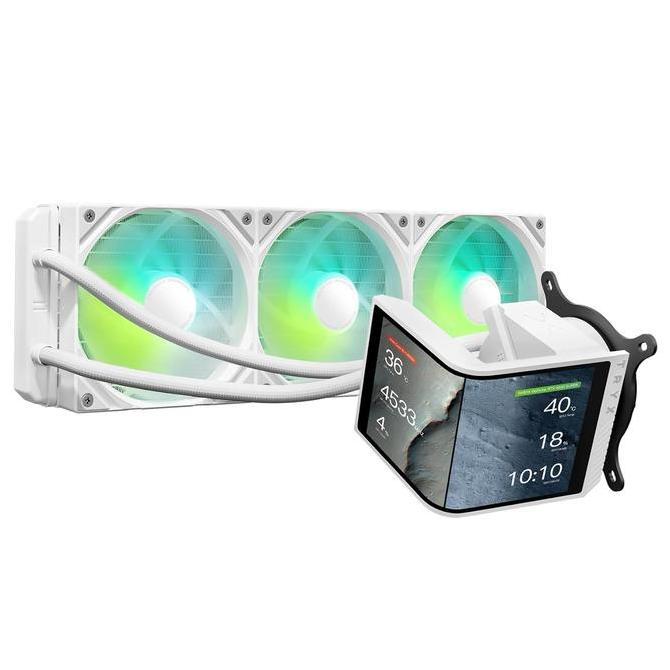 TRYX Panorama SE 360 ARGB White 360mm AIO Rotatable 6.5'' AMOLED Curved Screen 3D Anamorphic Effect 