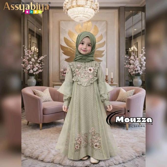 Heys- Assyabiya Mouzza Series Gaun Anak Perempuan Hijab Motif Bunga Elegan Dan Nyaman