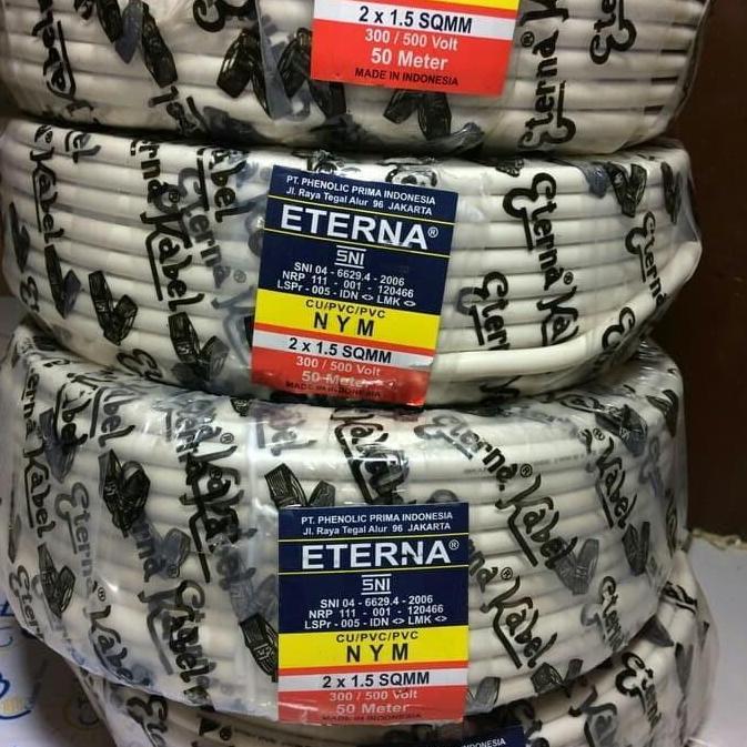 Kabel Eterna NYM 2 x 1.5mm 50 meter / kabel Listrik Eterna NYM