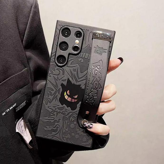 CrashStar Cool Laser Gengar Leather Wristlet Phone Case For Samsung Galaxy S26 S25 S24 FE S23 S22 No