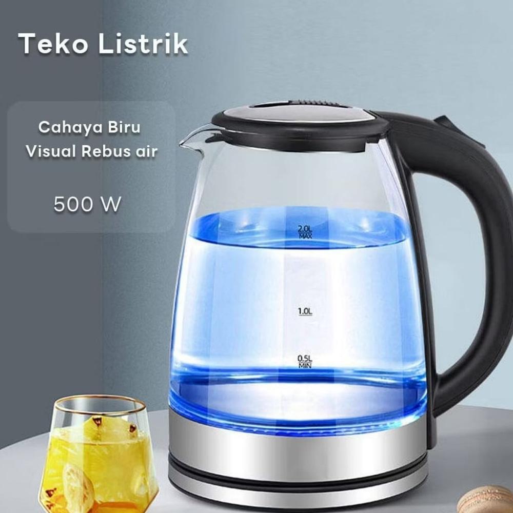 BESTPROMO Teko Listrik Kaca SQ-604 2 Liter 500 W Stainless Steel Pemanas Air Electric Termos Pemanas