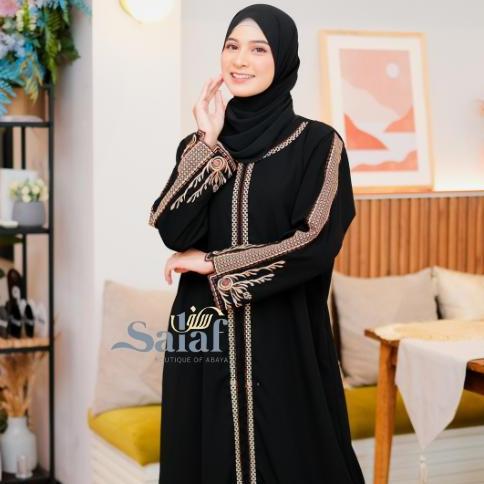 Baju Gamis Abaya 2025 Kekinian Bahan Jetblack Import Model Simple Dan Elegant Mewah Hitam Lembut Dre