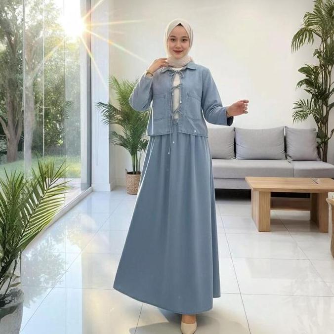 ootd One Set outfit Atasan & Pakaian Wanita Kekinian fashion Muslim dress Muslim Casual Dewasa Setel
