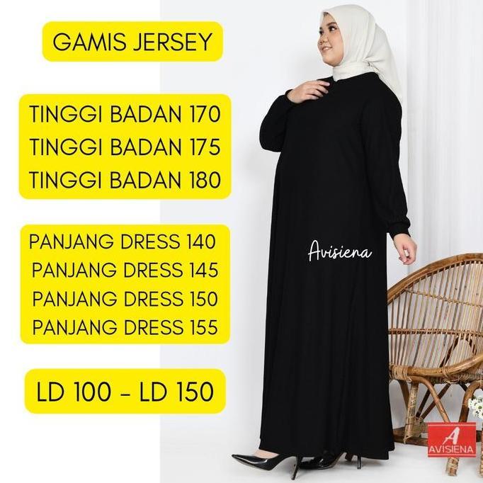 Avisiena - Gamis Basic Jersey Panjang 140 145 150 155 INNER DRESS LENGAN PANJANG Jersi ukuran sesuai