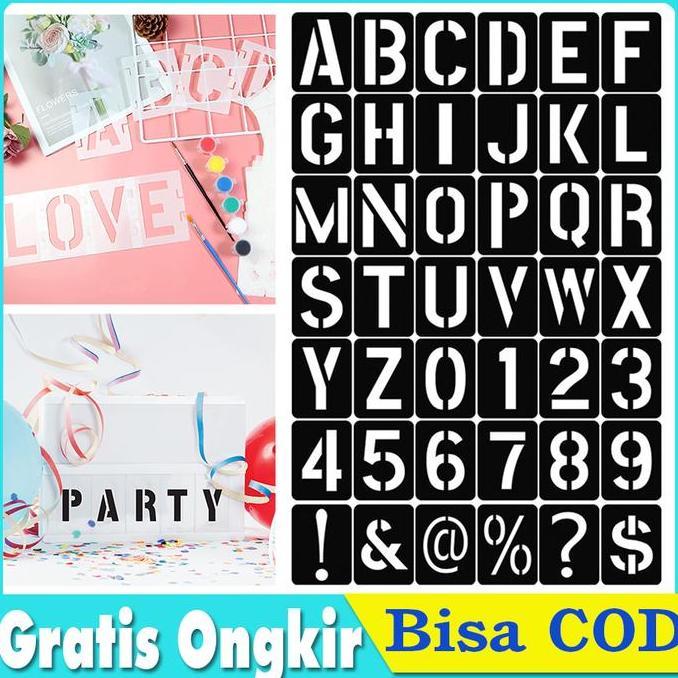 TEASEL Stencil Angka & Huruf Cetakan Cat Semprot Plastik Lettering Stencil
