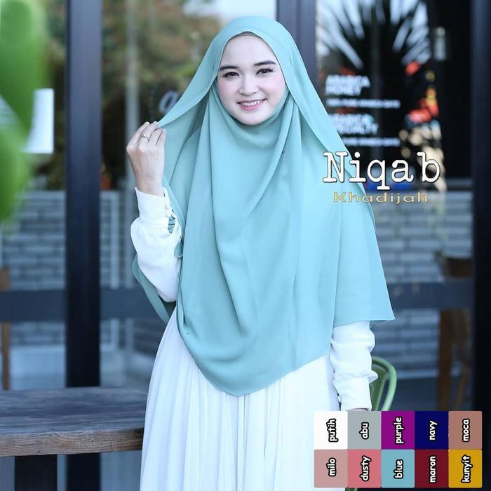 Khimar bergo Arab Jilbab Murah / jilbab masker instan / kerudung niqab / kerudung syari - Putih