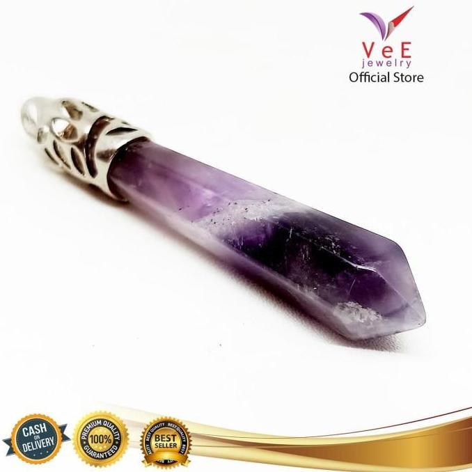 Ryu- Liontin Batu Kecubung Ungu Amethyst Hexagonal - Vee Liontin Nita