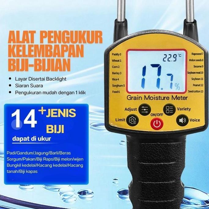 Grain Moisture Meter Pengukur Alat Kadar Air Tester Biji Jagung Beras Padi Digital Ukur Kelembaban