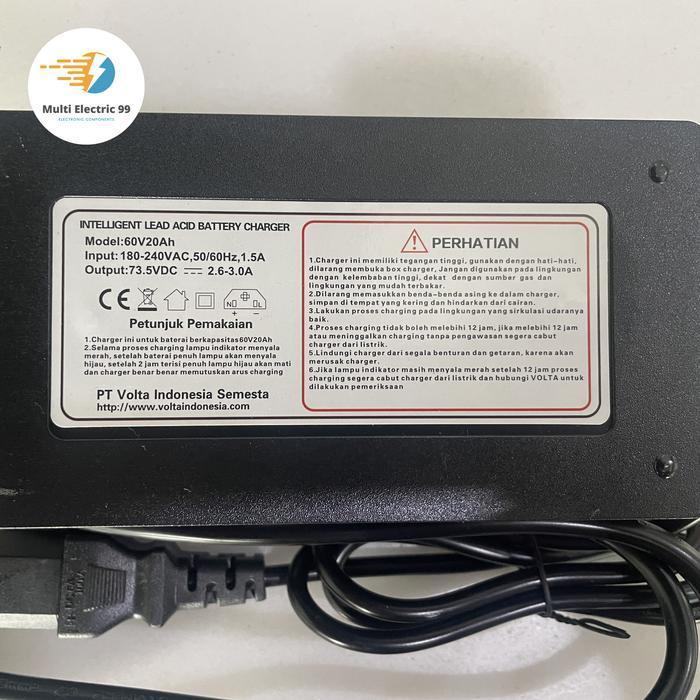Charger Sla Motor Listrik Volta 60V 20Ah Original Dan Terpercaya