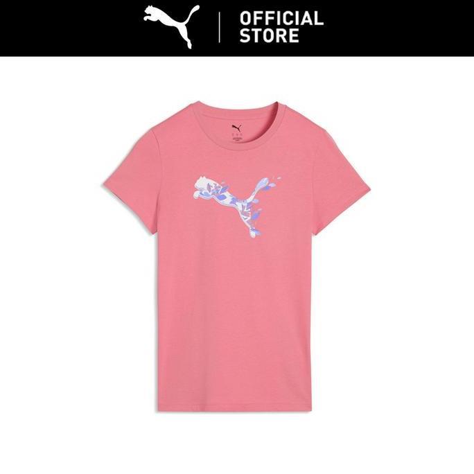 Graphic Floral Cat Tee Women Wild Pink