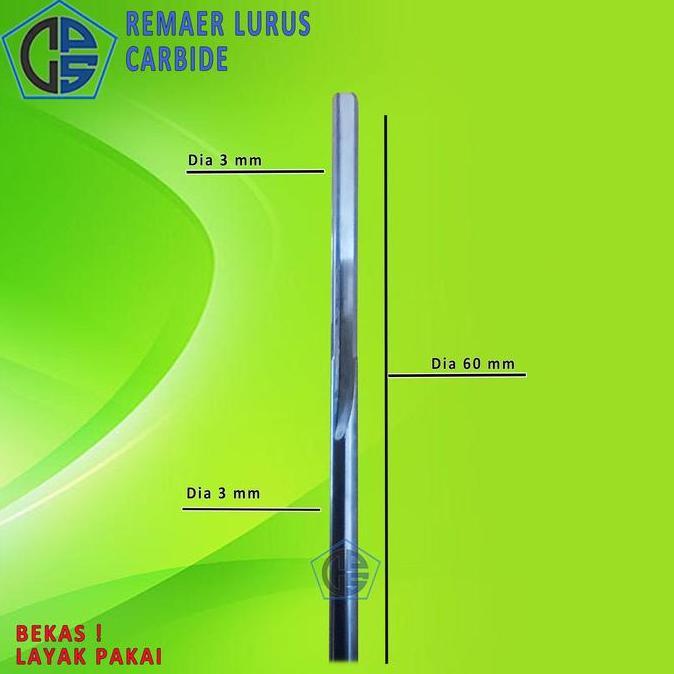 REAMER 3X3X60MM CARBIDE REAMER LURUS DIA 3 MM PANJANG TOTAL 6MM MURAH
