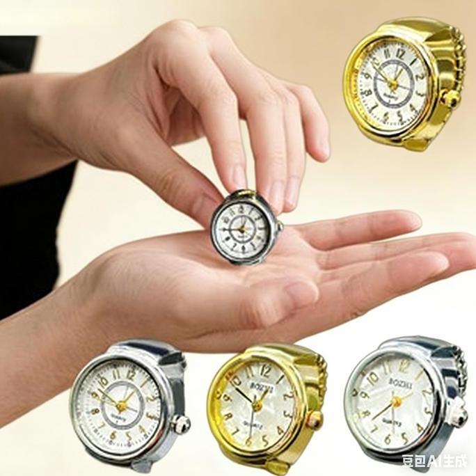 SNAMULA Jam Tangan Cincin Digital Emas / Jam Tangan Retro Cincin Mini/Cincin Pria Dan Wanita Yang El